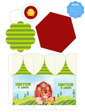 Centro de Mesa Fazendinha Editável para Aniversário Infantil