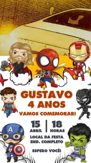 Convite Animado Vingadores Baby para Editar Online