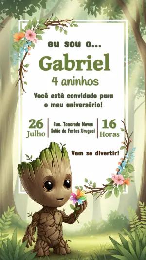 Convite de Aniversário do Groot Editável Online