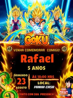 Convite de Aniversário Dragon Ball Z com Goku para Editar