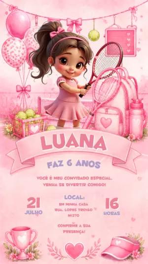 Convite de Aniversário Tênis Menina Rosa Modelo Editável