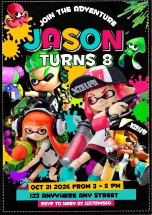 Ink Battle Game Birthday Invitation | Editable Digital Card