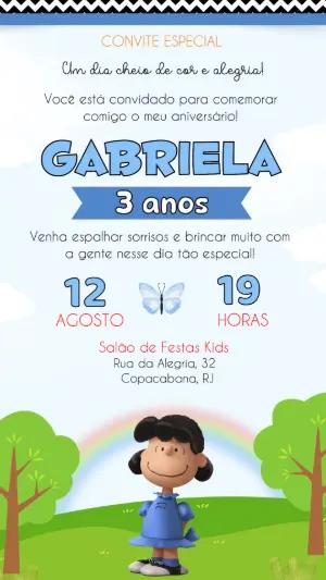 Vídeo Convite de Aniversário Turma do Snoopy (Peanuts) Editável