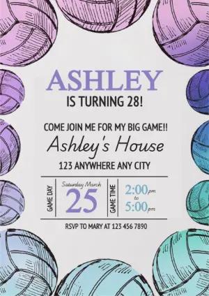 Volleyball Birthday Invitation | Editable Template with Colorful Design