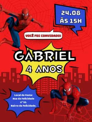 Convite de Aniversário Homem Aranha para Editar Online