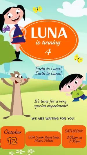 Earth to Luna! Birthday Invitation Editable Template