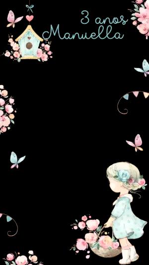 Moldura para Stories Infantil Menina Jardim Encantado Editável