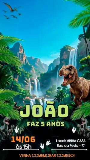 Convite de Aniversário Dinossauro Aventura para Editar