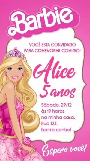 Convite de Aniversário Barbie Princesa para Editar Online