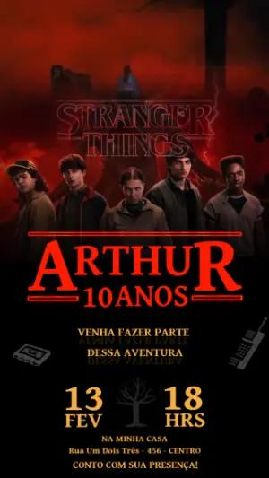 Convite Animado Stranger Things para Aniversário Editável