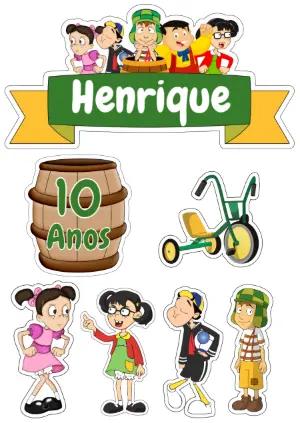 Topo de Bolo Chaves com Personagens para Editar Online