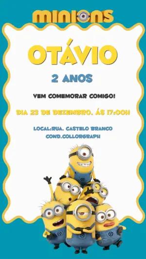 Convite de Aniversário Minions Divertido para Editar Online