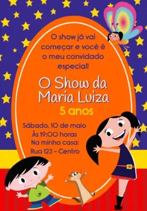 Convite Aniversário O Show da Luna para Editar Online e Imprimir