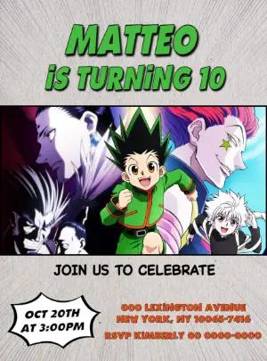 Hunter x Hunter Birthday Invitation | Editable Anime Template