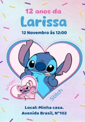 Convite Aniversário Stitch e Angel para Editar Online