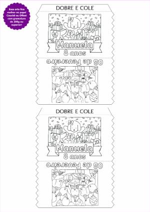Saquinho de Aniversário para Colorir Estilo Fofo para Editar