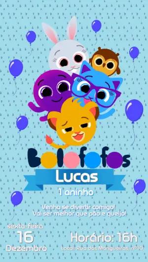 Convite de Aniversário Bolofofos Turma Reunida para Editar
