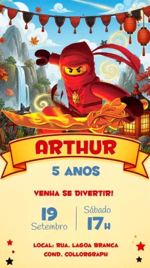 Convite de Aniversário Lego Ninjago Editável