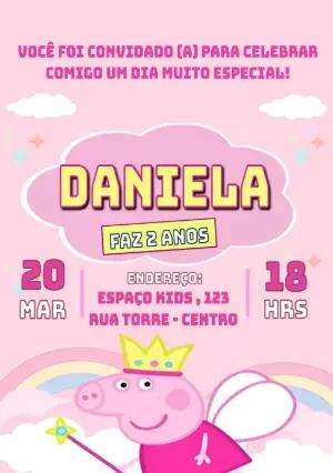 Convite de Aniversário Peppa Pig Fada para Editar Online
