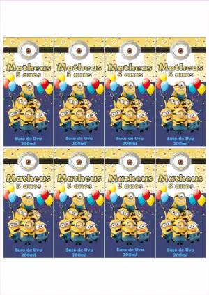 Rótulo para Suco Minions de Aniversário para Editar Online