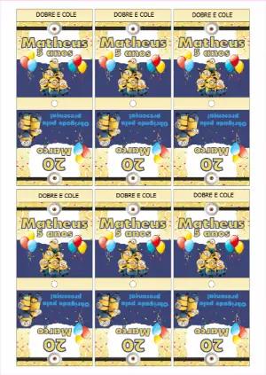 Capa para Pirulito Aniversário Minions para Editar Online