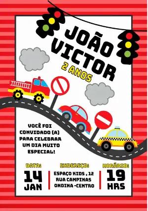 Convite de Aniversário Meios de Transporte Editável Online