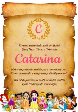 Convite de Aniversário Princesas Baby para Editar Online