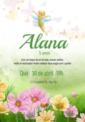 Convite de Aniversário Tinkerbell Sininho para Editar Online