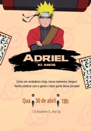 Convite de Aniversário Naruto Editável Online para Imprimir