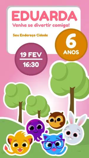 Convite de Aniversário Bolofofos para Editar Online