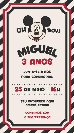 Convite Aniversário Mickey Mouse para Editar Online