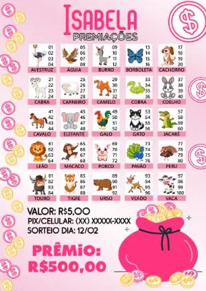 Rifa de Bichos com Animais Coloridos para Editar Online