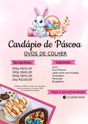 Cardápio de Páscoa Editável para Ovos de Colher