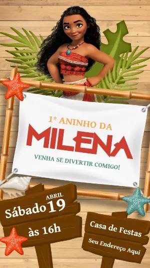Convite de Aniversário Moana para Editar Online