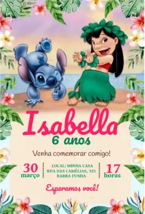 Convite de Aniversário Lilo e Stitch para Editar Online