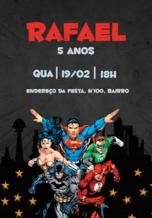 Convite Aniversário Super Heróis DC Comics para Editar Online