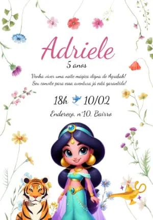 Convite de Aniversário Jasmine Floral para Editar Online