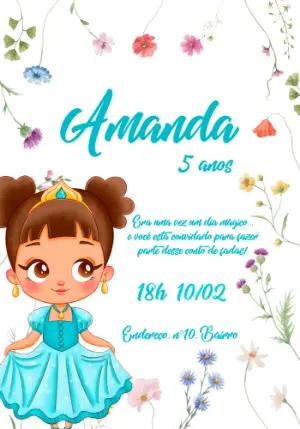 Convite de Aniversário Princesa Morena para Editar Online