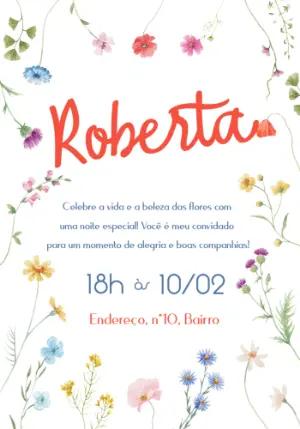 Convite de Aniversário Floral Delicado para Editar Online