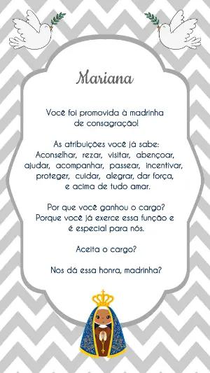 Convite Padrinhos de Consagração Nossa Senhora para Editar Online