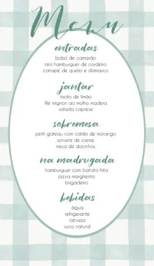 Menu de Casamento Xadrez Delicado para Editar Online