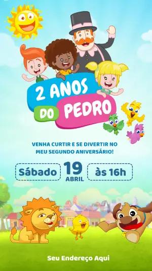 Convite de Aniversário Mundo Bita com Personagens para Editar