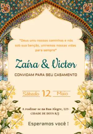 Convite de Casamento Árabe com Mosaico Editável Online