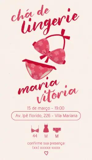 Convite Chá de Lingerie Moderno com Ilustração para Editar