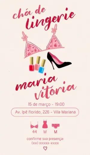 Convite Chá de Lingerie Moderno com Ilustrações para Editar
