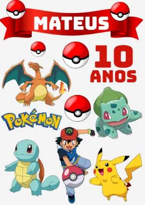 Topo de Bolo Pokémon com Personagens para Editar Online