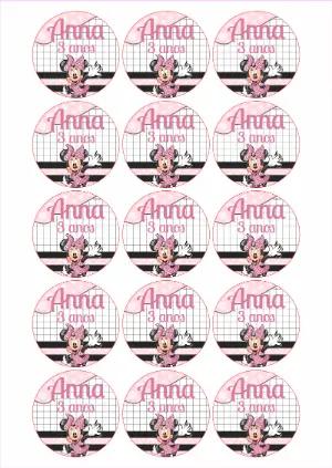 Etiqueta Aniversário Minnie Mouse Rosa para Editar Online