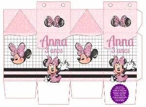 Molde Caixa Milk Aniversário Minnie Mouse para Editar Online