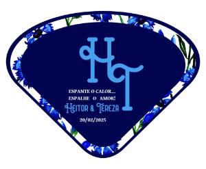 Leque de Casamento Floral Azul com Monograma para Editar Online