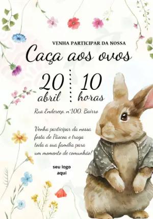 Convite de Páscoa Caça aos Ovos com Coelho para Editar